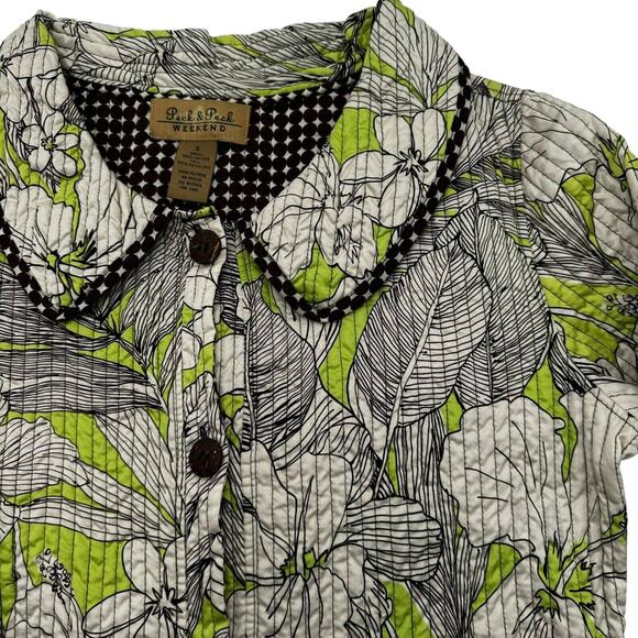 Peck &‎ Peck Weekend SMALL Quilted Jacket Blazer brown green floral Boho Grandpa - Picture 1 of 6
